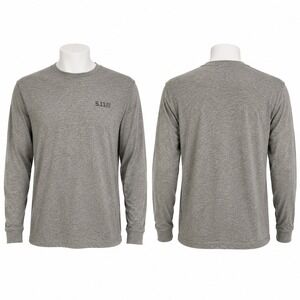 5.11 Tactical Men's Medium‎ Gray Heather Long Sleeve Logo T-Shirt Crewneck